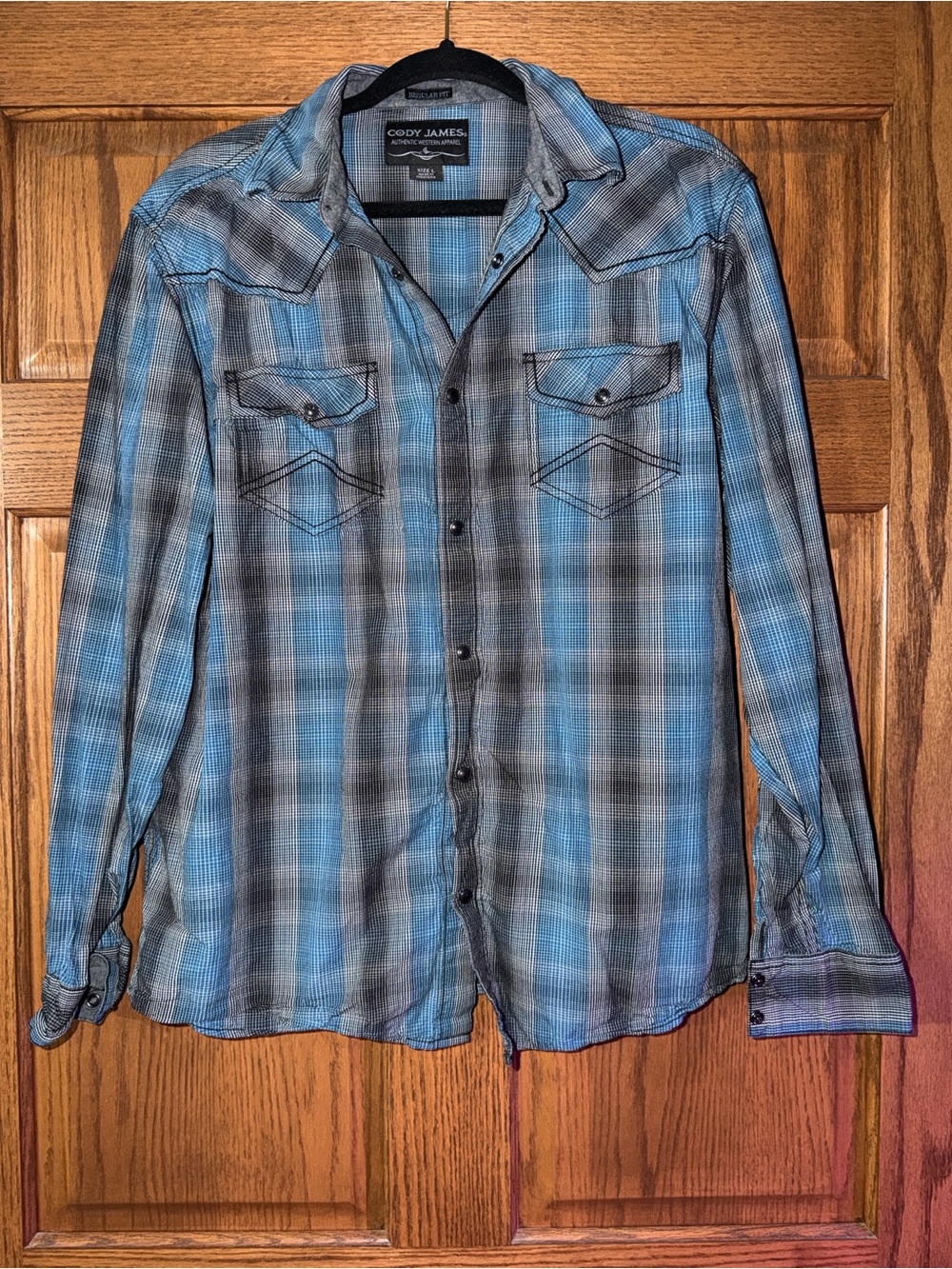 Cody James Mens Size Large Authentic Western Plaid Snap Shirt Regular Fit
